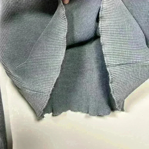 ZARA Vintage Black Wash Ribbed Long Sleeve Crop Top Boxy Basic Women Small - Picture 5 of 8